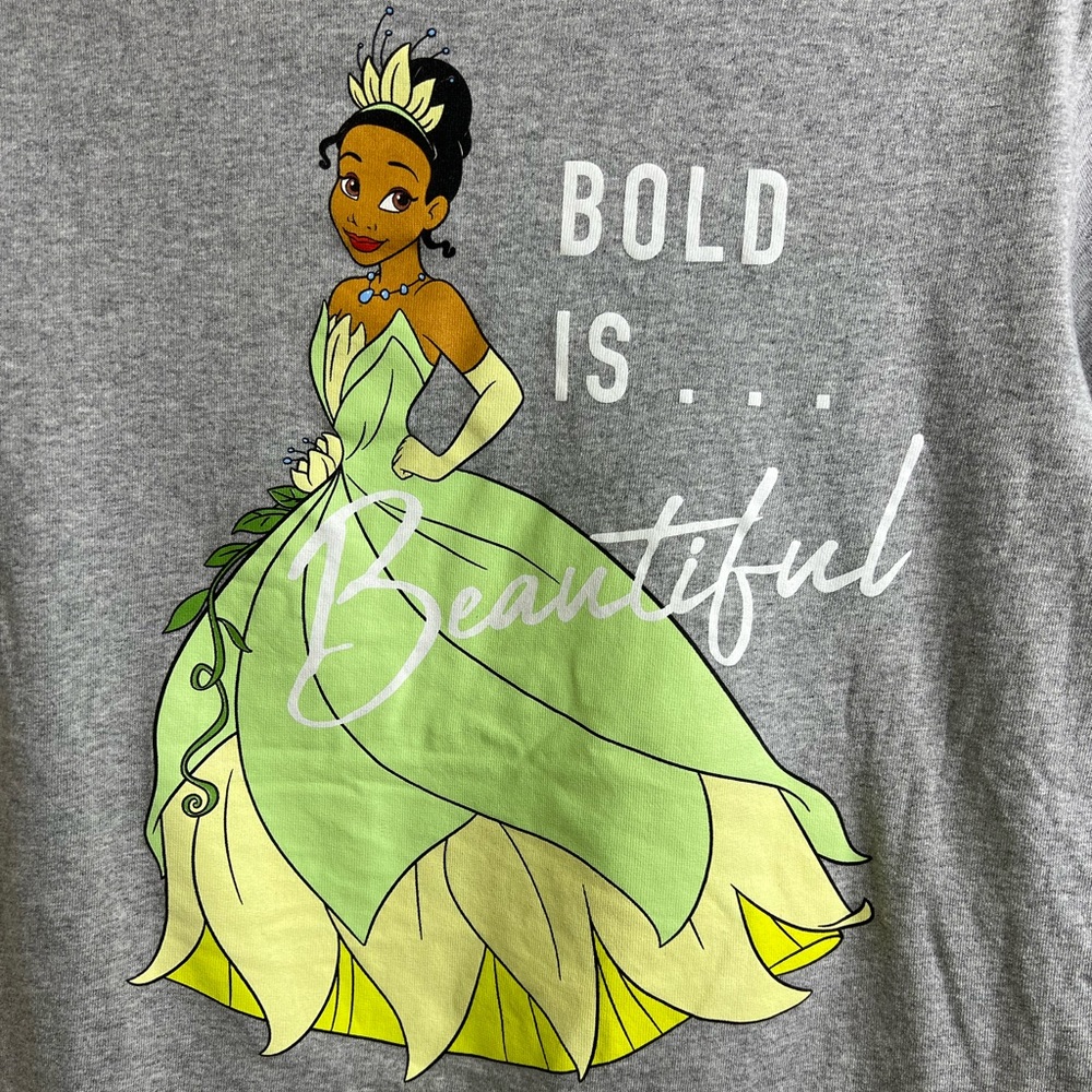 DISNEY “BOLD IS BEAUTIFUL” BROWN PRINCESS GREY SHORT SLEEVE T SHIRT - Picture 2 of 8
